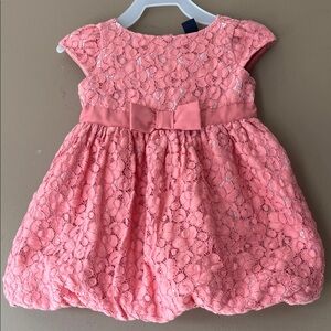 BABY GAP Peach Lace Baby Girl Kids Formal Dress 12-18 Mos with Ribbon